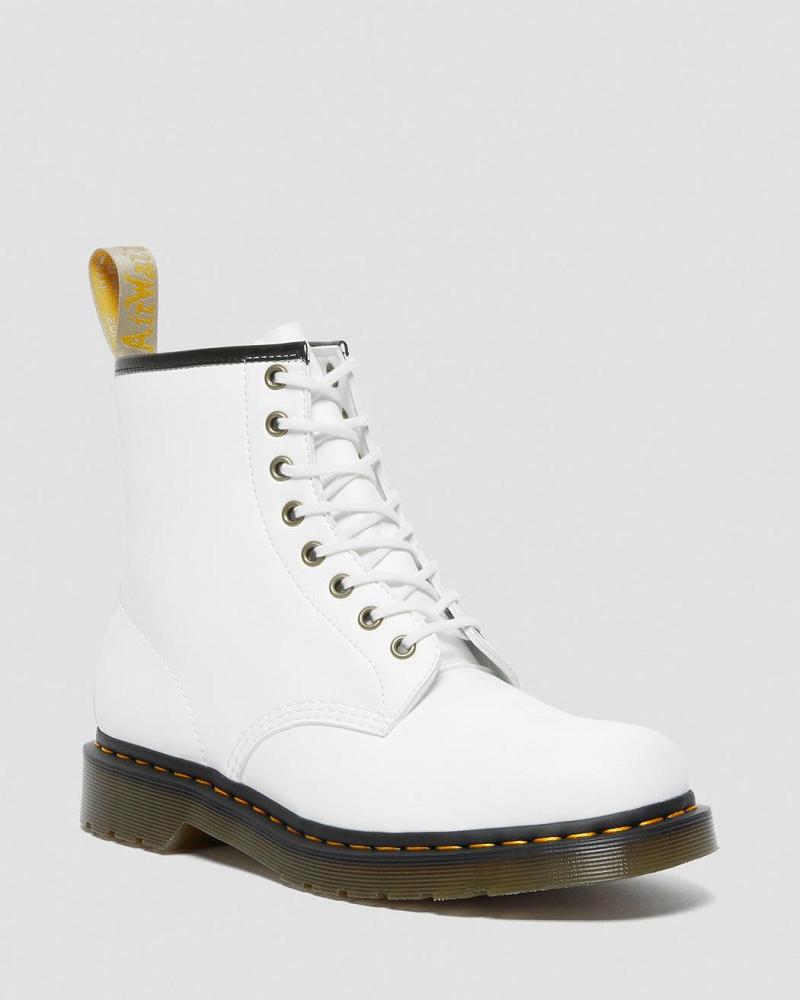 White Men\'s Dr Martens Vegan 1460 Kemble Lace Up Boots | CA 546DFM